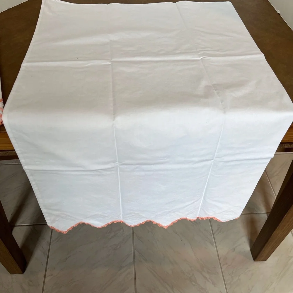 Vintage Set of Two Pillowcases Embellished with Hand-Crocheted Edge